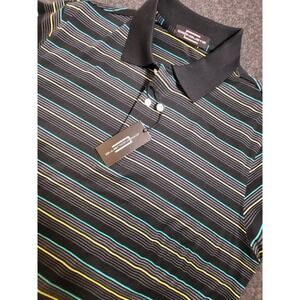 Carnoustie Golf Polo Men's Medium Black Striped NWT